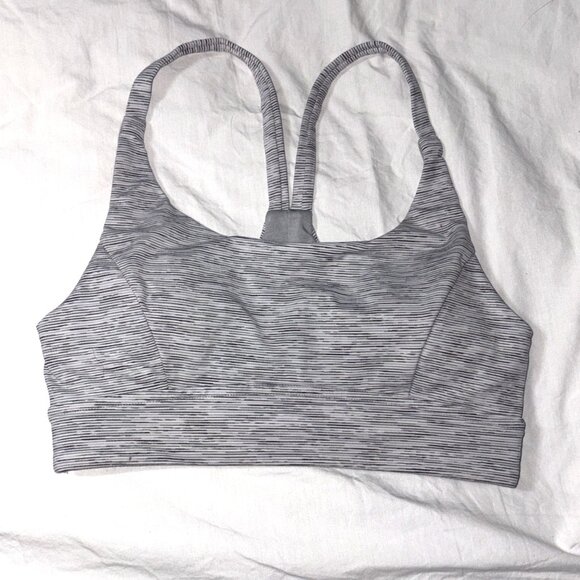 Lululemon Train Times Bra Sports Yoga Gym Activewear Wee Space Grey White Size 4 - Picture 2 of 9